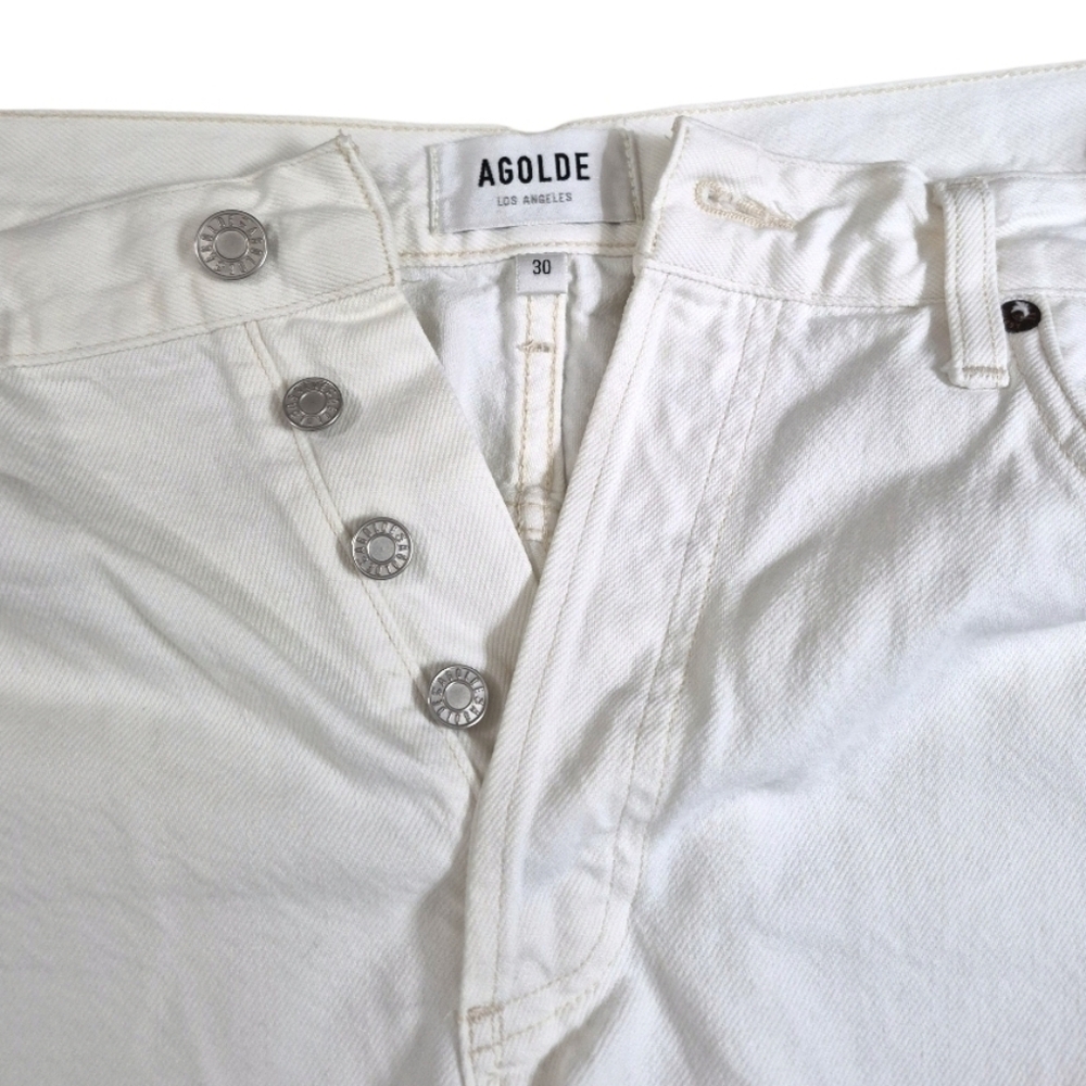 AGOLDE Parker Vintage Cut-off Jean Shorts Button Fly White 30 - Picture 4 of 7